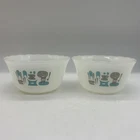 Set of 2 Vintage Anchor Hocking Fire King Atomic Blue Heaven Custard Cups Bowls