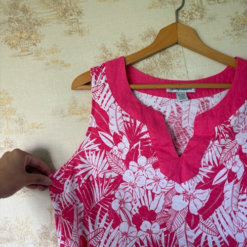 Tommy Bahama Minikleid rosa weiß Hibiskus tropisch Hawaii Blumendruck XL - Bild 3 von 9