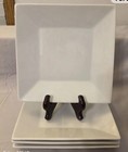 Food Network Whipped Cream Set Of 4 White Porcelain Square Salad Plates 8.25 In