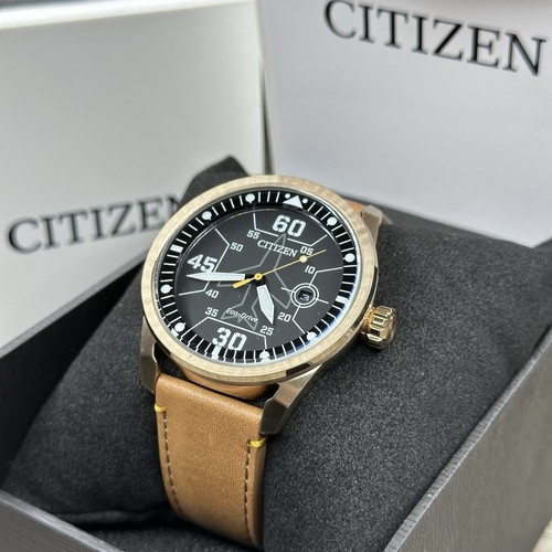 NEU✅ Citizen Eco-Drive Avion Braun Leder Flugzeug Roségold Herrenuhr AW1733-09E - Bild 4 von 17