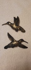 Vintage Homco Gold/Black Hummingbird Wall Plaques Decor 7669 Plastic Made In USA