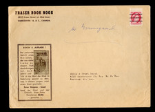 ??3 cent Wilding issue PRECANCEL on Fraser Book Nook advertising Canada cover