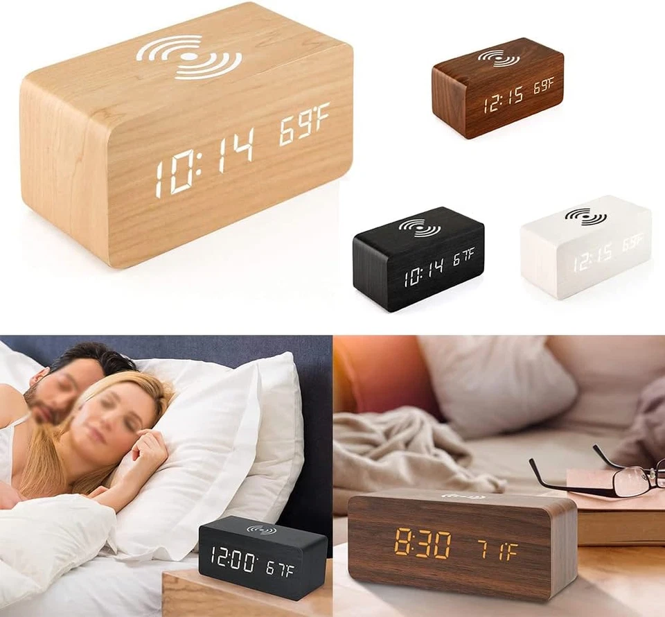 Radiosveglia Wireless Da Comodino Con Display LED Dimmerabile, Senza Ticchettio, - Immagine 3 di 4