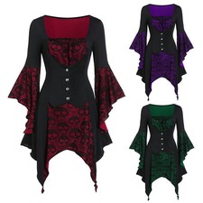 Womens Gothic Queen Witch Cosplay Costume Renaissance Medieval Vintage Dresses