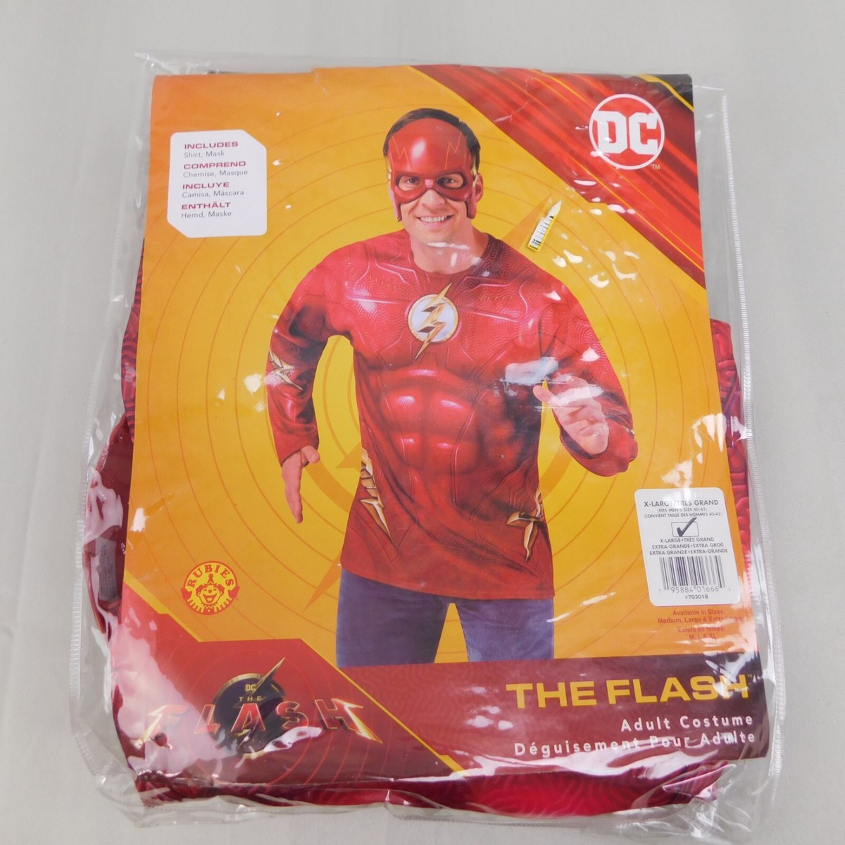DC Comics The Flash Adult Halloween Costume Shirt & Mask - 40-42