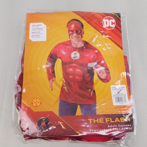 DC Comics The Flash Adult Halloween Costume Shirt & Mask - 40-42 XL #1247 - Picture 2 of 9