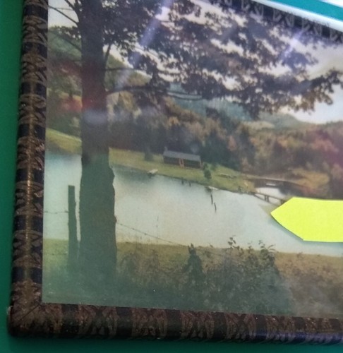 4x5 Framed Prints vintage 50s metal frame MOUNTAIN LAKE RURAL SCENCE 2 MCM READ - Picture 18 of 18