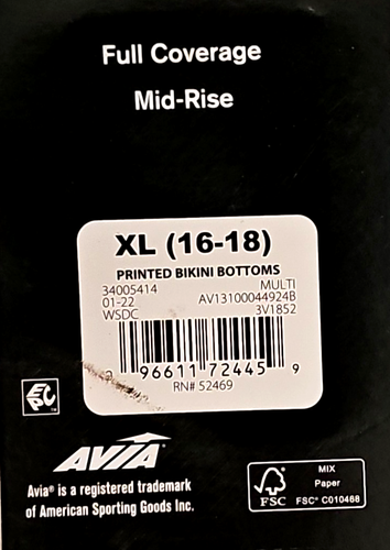 NWT AVIA XL (16-18) UPF 50+ Mid Rise Bikini Bottom Recycled Polyester - Picture 8 of 12