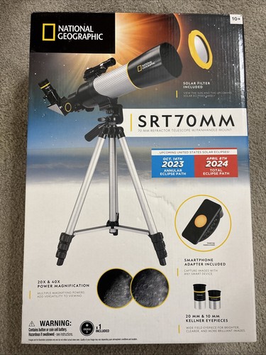 National Geographic SRT70MM 70mm Refractor Telescope, Solar Filter 7T - Picture 1 of 8
