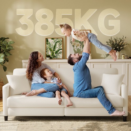 3 Sitzer Sofa Couch mit 2 Kissen Bequeme Teddy Fleece Sofas Loveseat Gästesofa - Bild 7 von 50