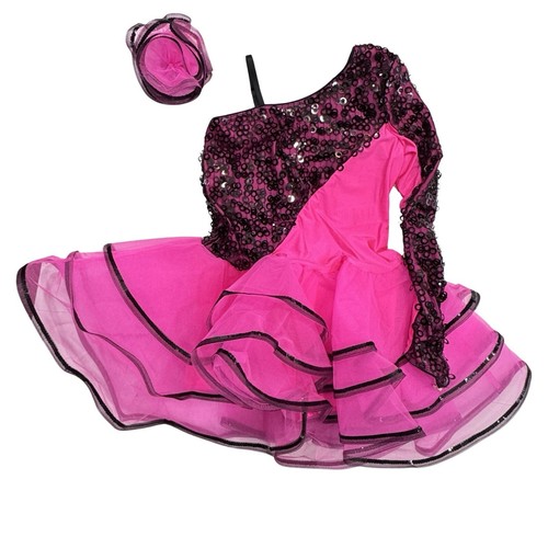 REVOLUTION One Sleeve Dance Dress Tutu Costume Girls LC / XXLC Pink Black Ballet - Picture 10 of 21