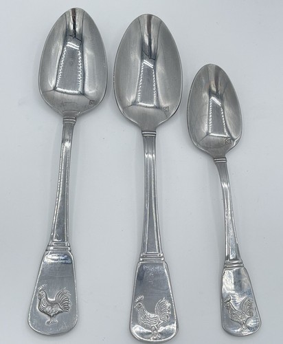 CUISINART ELITE FRENCH ROOSTER GLOSSY FLATWARE Lot o"3 TEASPOON & 2 Table NICE