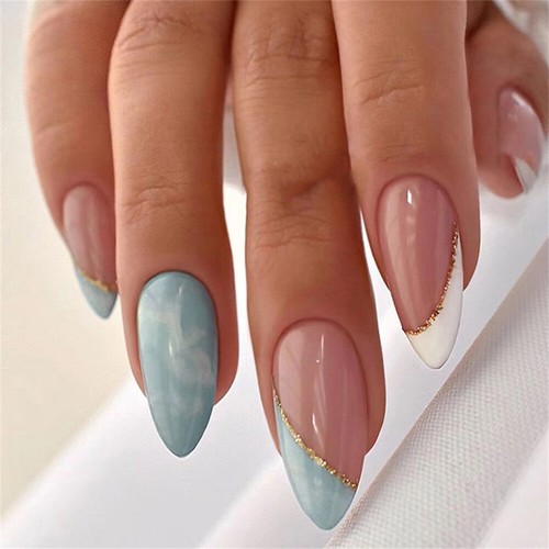Blooming False Nail Short Almond Press on Nails für Nailart Salon 24 Stück - Bild 1 von 6
