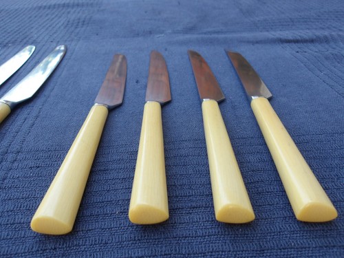 Walker & Hall 2 Sets of 4 Dinner/Side Knives Stainless Steel Celluloid Handles - Picture 23 of 24
