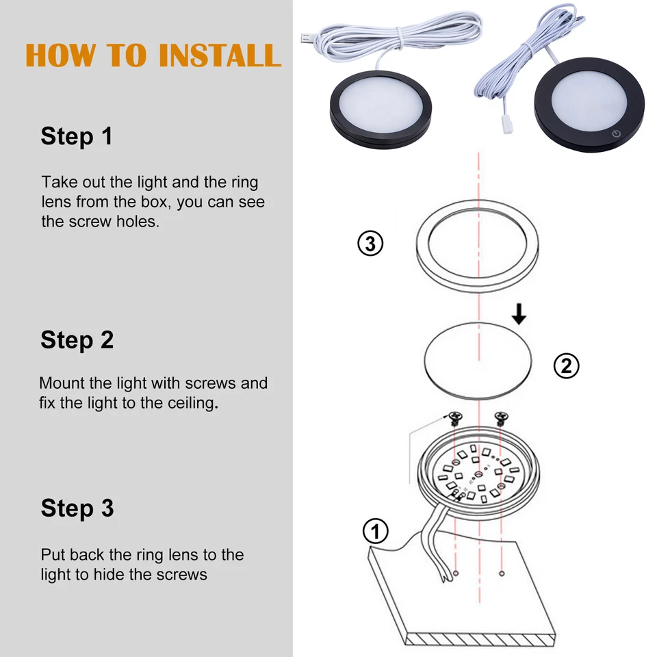 12V Interior LED Spot Lights Ceiling Camper Van Caravan Motorhome Boat Downlight - Image 4 of 4