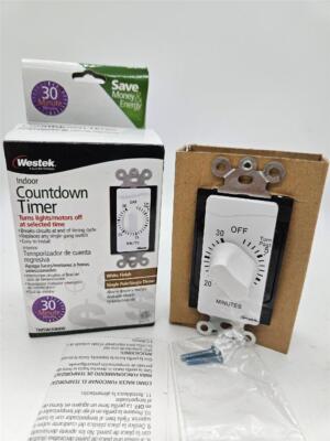 Westek TMSW30MW Hardwire Indoor In-Wall 30 Minute Mechanical Countdown Timer
