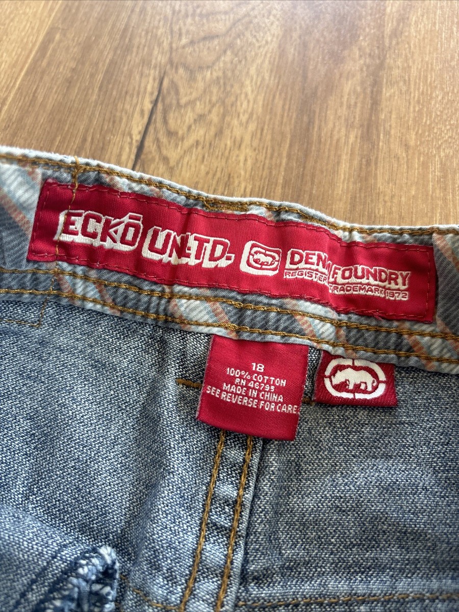 テスト用 Ecko Unlimited Denim Baggy Skater Baseball Leg Logo Boys Blue