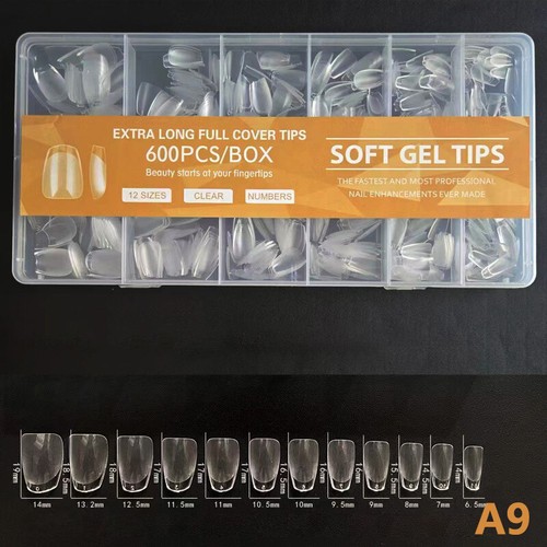 600pcs Gel Soft Gel Tips Fournitures Couvercle Full Fals Nail Poufrées -* - Picture 28 of 28