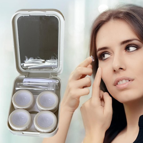 Mini Contact Lens Case Travel Contact Lens Storage Holder Container w/ Mirror - Picture 5 of 16