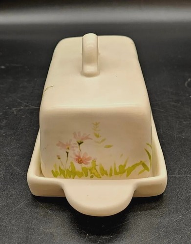 Hand Paint Flower Garden Butterfly Ceramic Covered Butter Dish & Cutting Board - Picture 15 of 24