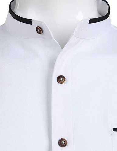 Camisa de abuelo para hombre mandarín informal calce ajustado camisa top manga larga PS14 - Imagen 6 de 10