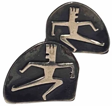 L C MEXICO STERLING SILVER STUDIO ARTISAN MID CENTURY MODERN FIGURE EARRINGS 