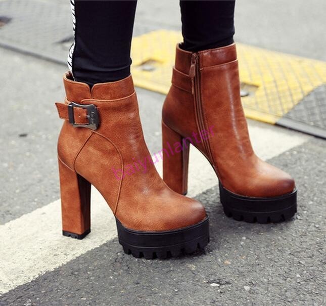 Botas para mujer hebilla de raya ankel Alto Zapatos Taco Cremallera de Bloque Cremallera Taco platofrm elegante S 9a31ba Botas para mujer hebilla de raya ankel Alto Zapatos Taco Cremallera de Bloque Cremallera Taco platofrm elegante S 9a31ba