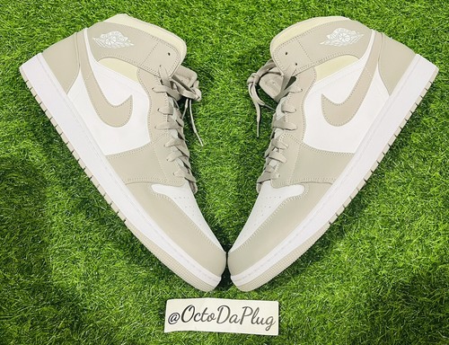 Nike Air Jordan 1 Mid Linen Light Bone Grey Mens Multi Sizes nby 554724-082 - Picture 1 of 5
