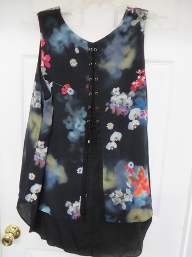 THE PYRAMID COLLECTION Sleeveless Floral Print Tiered Hi-Lo Top Tunic XL - Picture 3 of 8