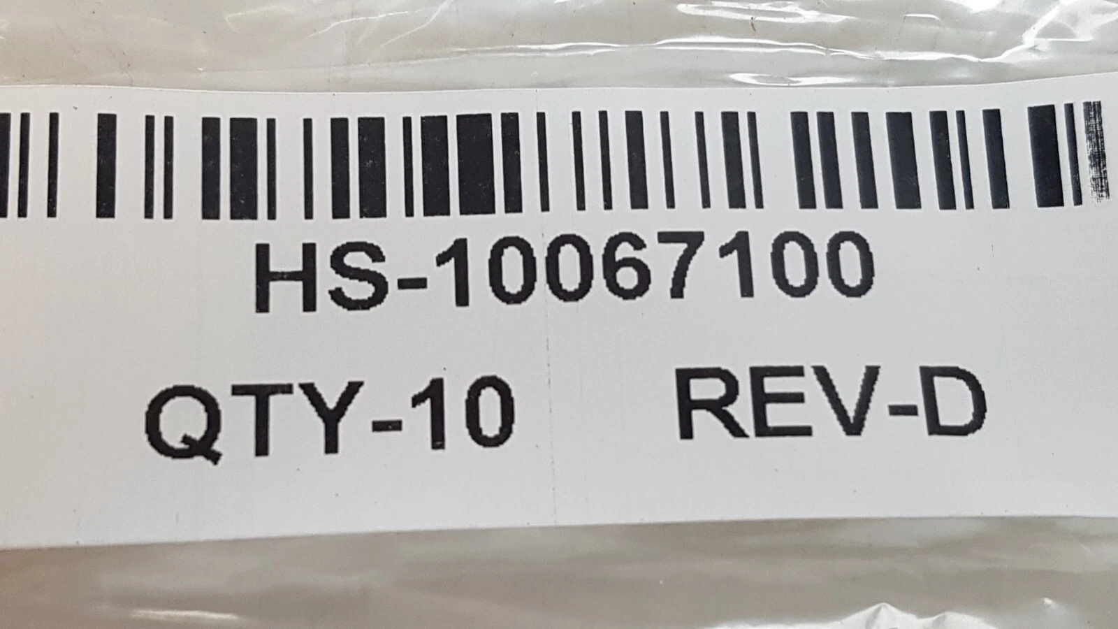 Bag label: HS-10067100, QTY-10, REV-D