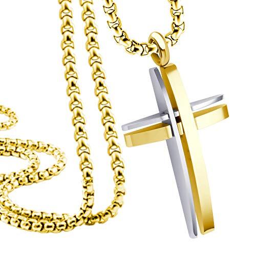 555 Jewelry Modern gerillt Edelstahl Kreuz Halskette für Unisex 16-24" Kette - Bild 9 von 12