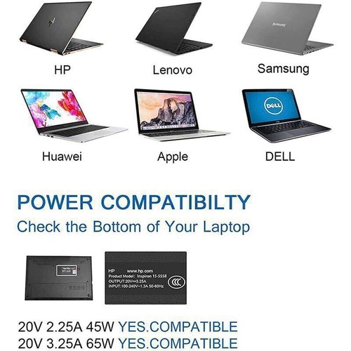 USB-C Type-C Adapter Laptop Charger Power 65W For Lenovo ThinkPad Acer Dell HP - Picture 5 of 8
