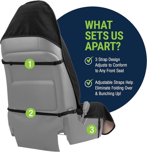 Front Car Seat Cover Terry Cloth Universal Auto Seat Protector Sweat Quick Dry - Picture 2 of 5