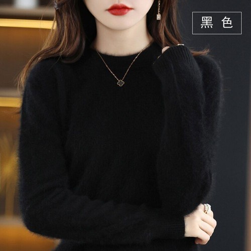 Flat Round Neck Sweater Women's Long Sleeve Top Autumn and Winter Warm Knit - Foto 28 di 30