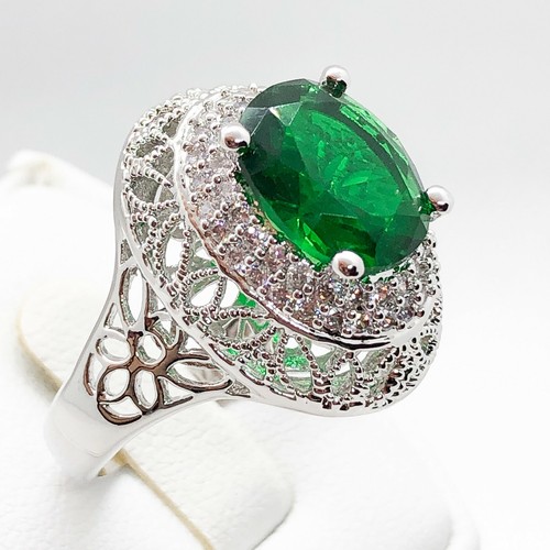 R7014 Damen Modeschmuck weiß gelb vergoldet grün CZ Cocktail Ring Geschenk - Bild 8 von 8