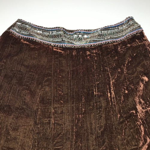 Anne Carson Skirt Womens Size 12 Brown Faux Velvet Sequin Bead Embellished Waist - Afbeelding 3 van 12