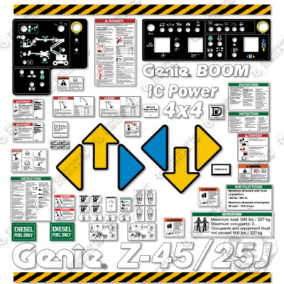 Fits Genie Z-45/25J Decal Kit Articulated Boom Lift - 7 Year 3M Vinyl!