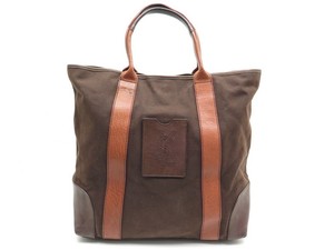 amp; Tote 890€ Laurent Ysl Bag A Toile Cabas 168479 Logo Main Cuir Sac Saint Yves 7Bv7Sq
