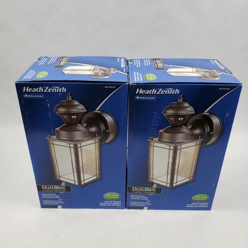 LOT OF 2 Heath Zenith 150 Degree Dual Brite Motion Sensor Decorative Light