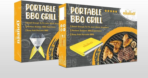 Tragbares BBQ anthrazit Grill Outdoor Notizbuch wiederverwendbar Mini klein faltbar BBQ - Bild 3 von 11