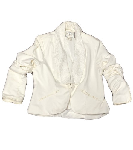 Free People Off White Cotton Jacket Lace Collar 2 Faux Pockets Size M - Picture 11 of 12