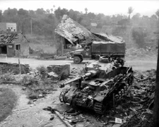 Knocked out German Panzer IV Tank in Normandy D-Day 8x10 WWII Wreck Photo 777a
