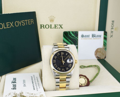 ROLEX - 36mm 18kt Gold & SS DateJust Black Jubilee Roman Dial 16233 - SANT BLANC - Picture 2 of 7