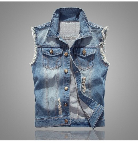 Men's Waistcoat Sleeveless Camisole Slimming Summer Denim Tank Top New - Picture 11 of 19