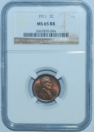 1911 NGC MS65RB Red and Brown Lincoln Wheat Cent