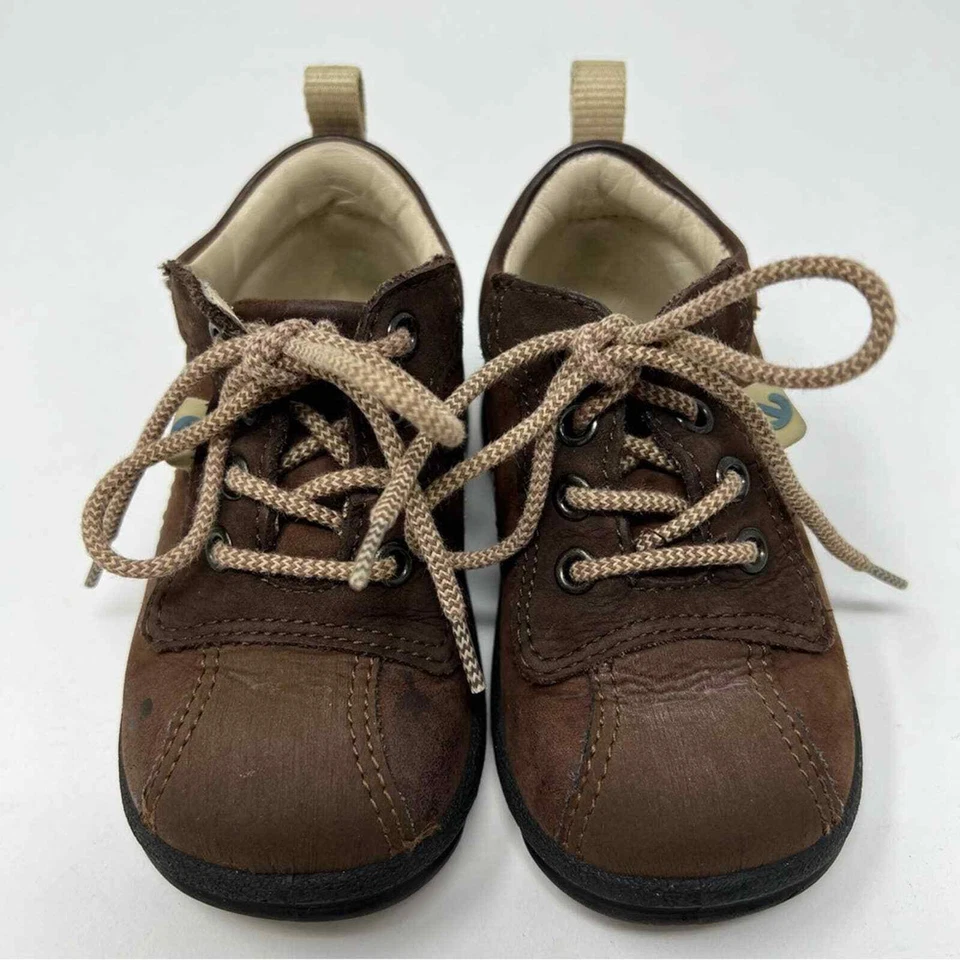 Детские спортивные ботинки Ecco размер 19 коричневые туфли на шнуровке - Изображение 3 из 4