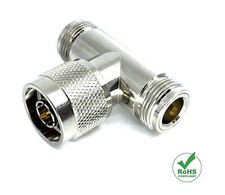 GIZWIZ RF Coax Tee Adapter N Female Jack to N Male Plug to N Female Jack 1pc