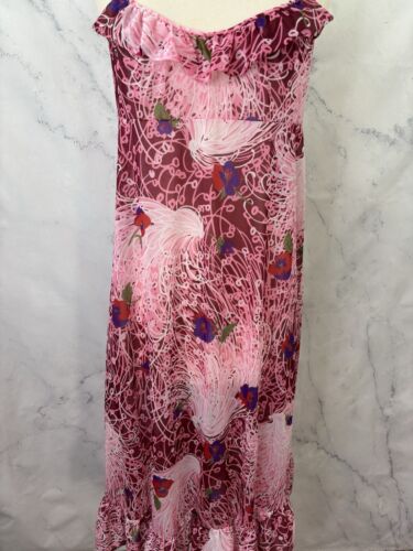 Vestido sin Mangas Vintage Años 60 Vanity Fair 38 L Rosa Floral Caprichoso Volantes Fairycore - Imagen 9 de 12