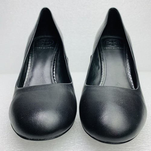 TORY BURCH Black Mabel Watersnake-Heel Leather Pumps 2.5" Heel - Size 8 - Picture 4 of 7