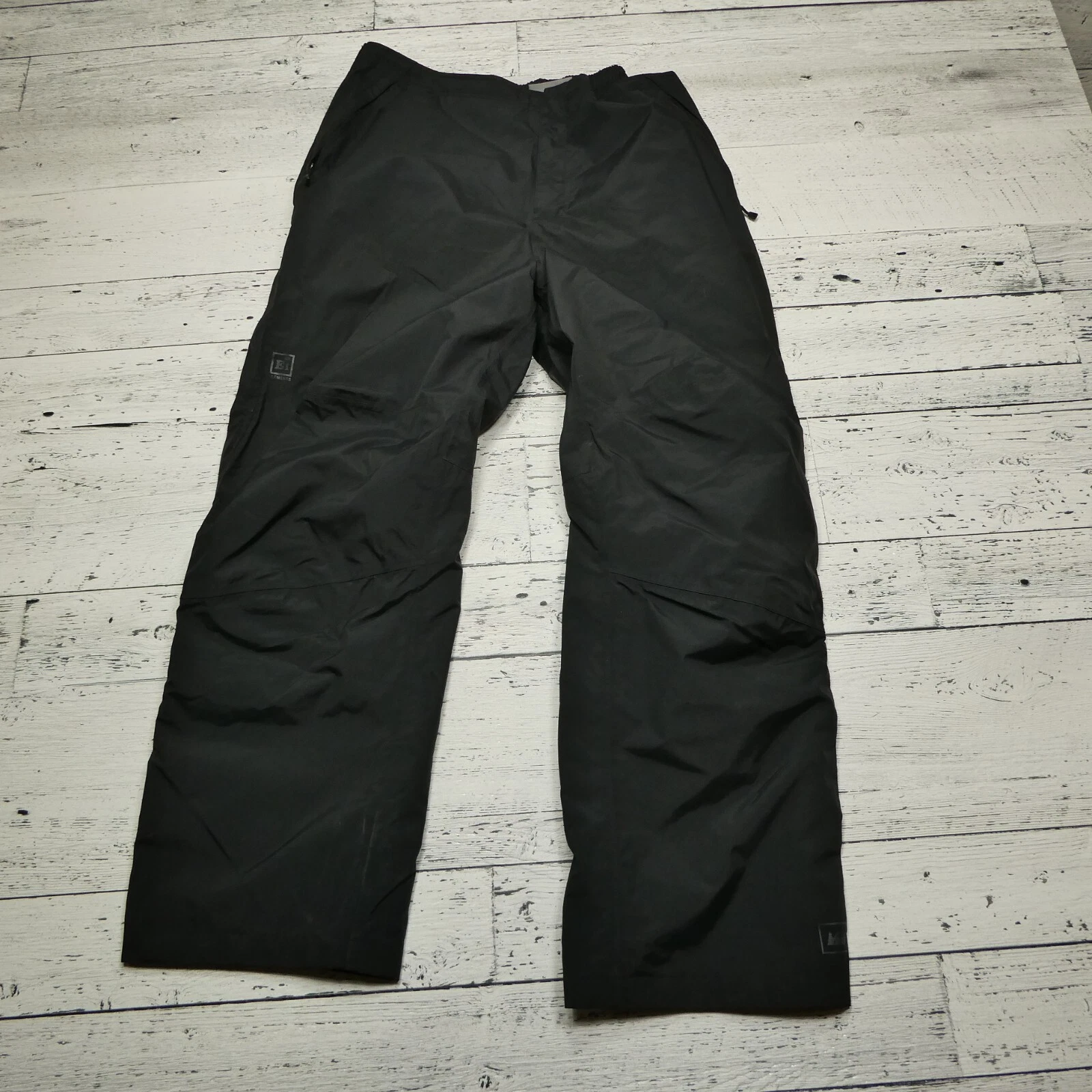 REI E1 Elements Rain Pants Mens 2XL Black Full Side Zips Waterproof Breathable